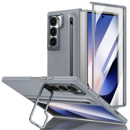 Lens Holder Stand Tempered Glass Film Phone Case for Samsung Galaxy Z Fold 8 Ultra 7 6 5 4 3 Hinge Protection Shockproof Cover
