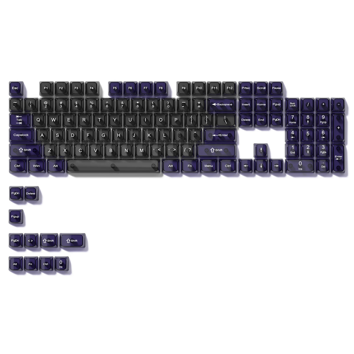 115 Keys Black Transparent Clear Keycaps Crystal Ceramic PC Keycap RGB Shine Through Key Cap MDA Profile for MX Switch Keyboard