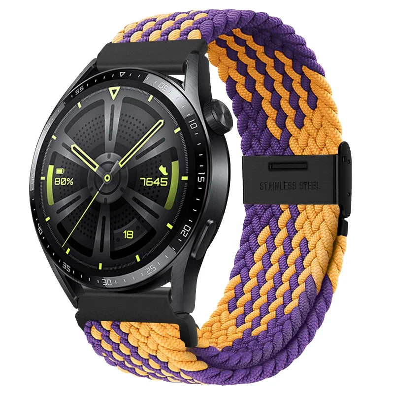 20 22mm Strap for Samsung Galaxy Watch 7 6 5 4 Band 40/44mm 5Pro Active 2 Gear S3 Braided Elastic Bracelet for Huawei GT2/3 4Pro