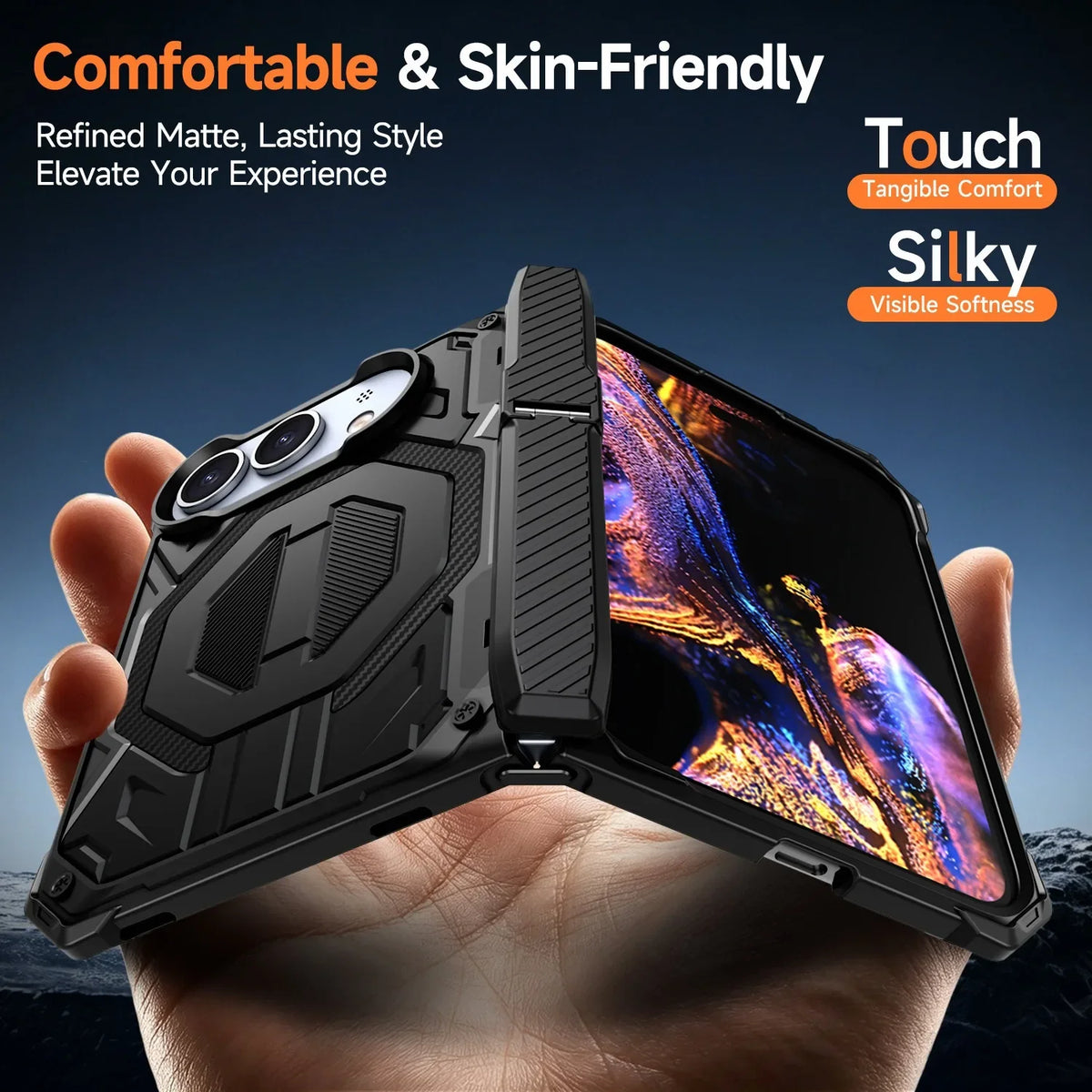 Case For iphone Duo，Magnetic Magsafe Anti Drop Kickstand Central Axis Slim Fit Protection Cover phone accessories