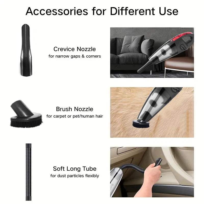 Portable wireless vacuum cleaner, multi-function car and home dual-use, rechargeable, long-lasting battery life, strong suction