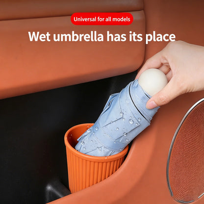 New Vertical Striped Silicone Car Trash Cup & Storage Bucket No Installation Needed Portable Waste Holder for All Auto Models