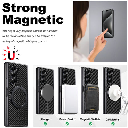 Mobile Phone Case Magnet Wireless Charging 360° Rotating Stand Faux Leather Ring Buckle For Samsung Galaxy Z Fold 8 Ultra 7 6 5