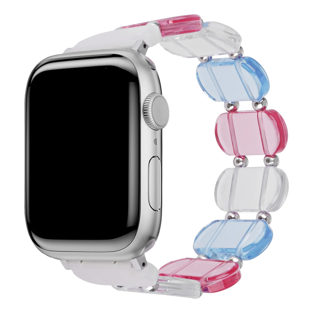 Resin Band for Apple Watch Strap 44mm 40mm 45mm 49mm 46mm 42mm 41mm Elastic Ring Strap Metal Bead for iWatch 11 10 9 8 7 6 5 SE