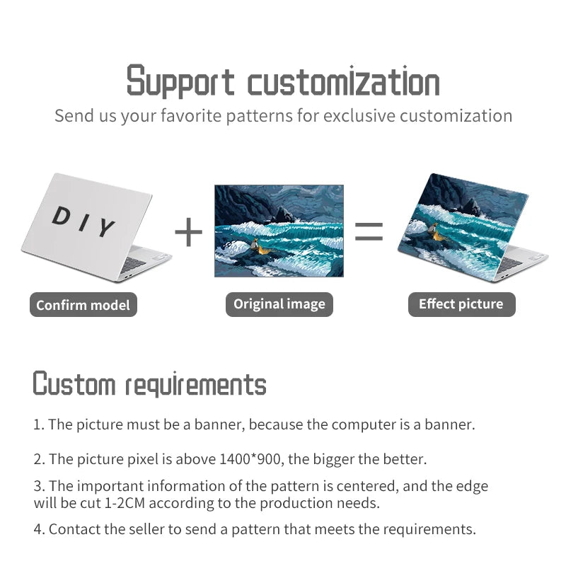 Universal Laptop Stickers Skins Vinly Protective Sticker 13/14/15/17inch 2pc Skin for Macbook/Lenovo/HP/Asus/Dell/Acer Decal