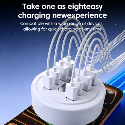8-in-1 USB Charger Socket Docking Station 4USB+Type-C Power Strip Fast Charging Mobile Adapter Socket
