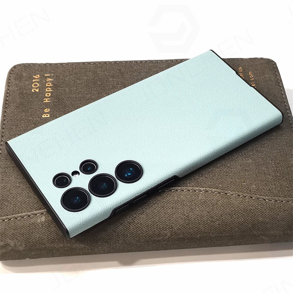 For Samsung Galaxy S25 S24 S23 Ultra 24ultra Leather Curved Case Luxury Business Ultra Thin All Inclusive Shockproof Pc Cover