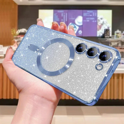 Glitter Bright Case For Samsung Galaxy A56 A36 A16 A06 A17 A26 S24 FE S22 S21 S20 S23 Plus S26 S25 Ultra Magnetic Wireless Cover