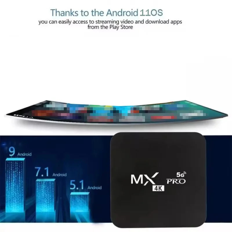 MX-PRO TV Box 8GB 128GB Android 11 Support 4k HD 4G 5G Dual WiFi Quad-Core H.256 3D IPTV