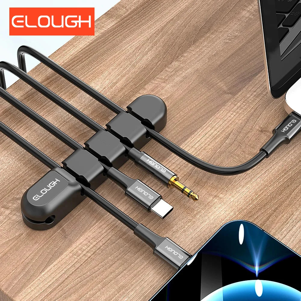 Elough Cable Organizer 7 Clip Cable Management Tidy Silicone Winder Wire Holder Arrangement For Mouse Earphone Protector