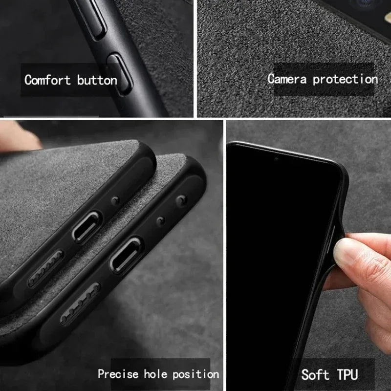 Italian Alcantara Case for Samsung S24 Ultra Plus S23 S22 S21 Fold 6 Flip 6 Flod 5 Luxury Business Supercar Same Leather Case