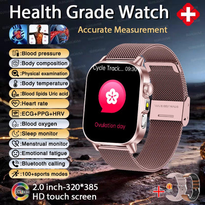 2026 Fit 3 New Health AI Nursing SmartWatch Men ECG+PPG Blood Lipid Uric Acid Health Analysis Clock Bluetooth Call Watch For IOS
