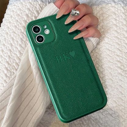 Personalised Initials Name Letters Leather Case For iPhone 12 13 11 14 15 16 17 18Pro Max 17Air Shockproof Custom Engraved Cover