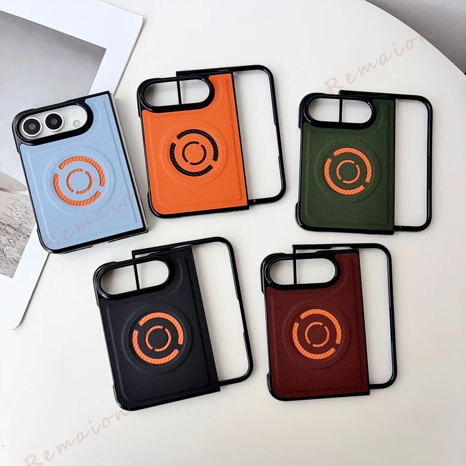 Fashion Magnetic Tech Fabric Phone Case For iPhone DUO 18Fold Magsafe Official Shockproof Protector Cover 18DUO