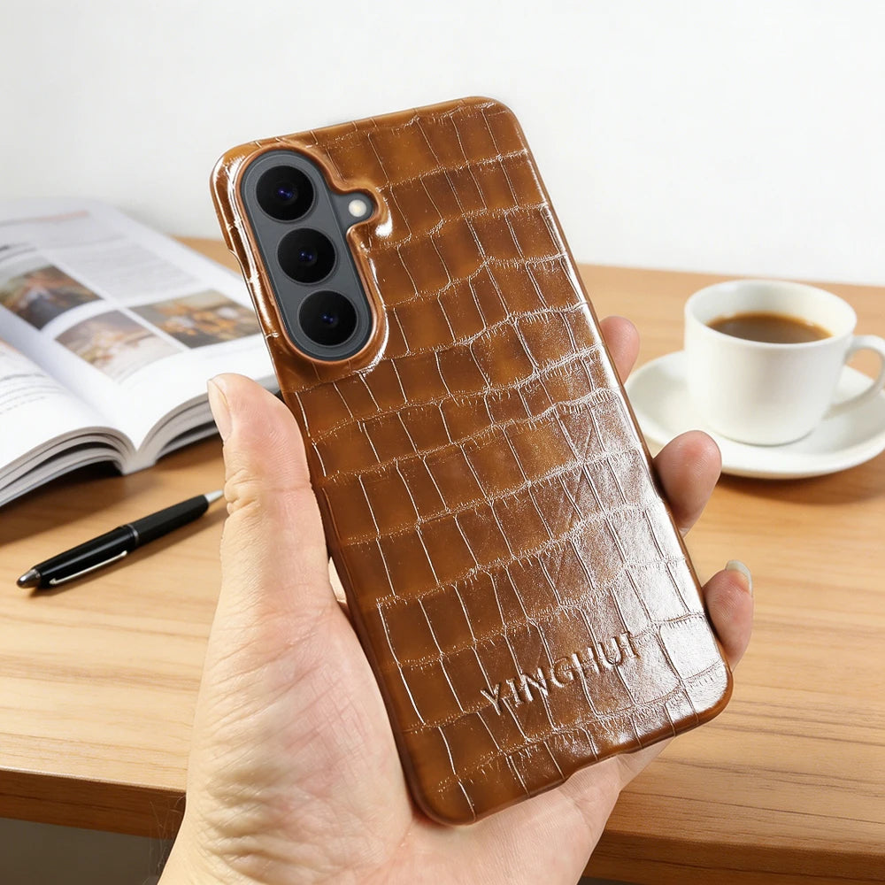 Luxury Crocodile Leather Case For Samsung Galaxy S26 Plus S24 FE S25 Edge S23 S22 S21 S20 Note 20 Ultra Phone Cases Back Cover