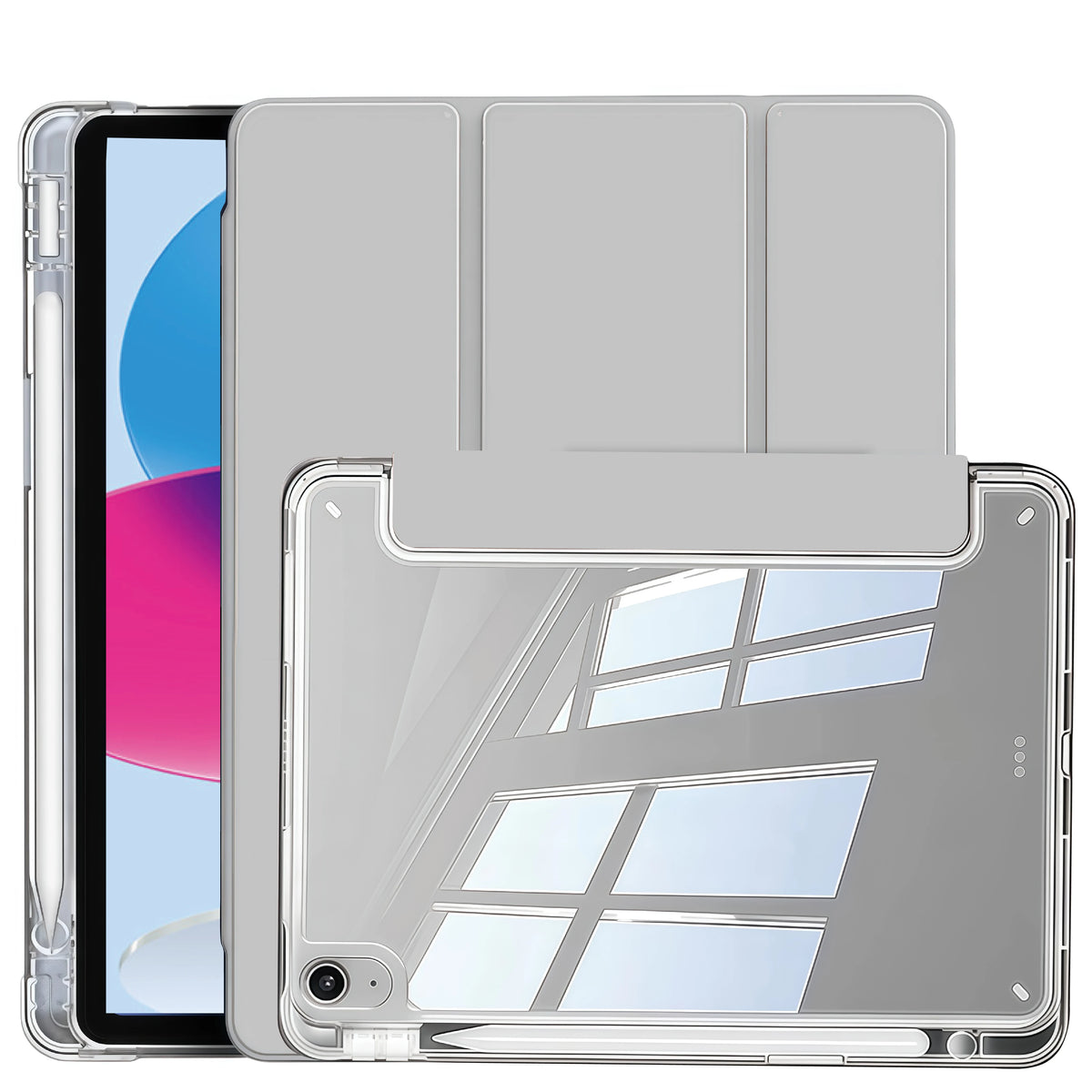 Case for iPad (A16) 11th Gen, 10th Gen, 11-inch 2025, iPad 9th/8th/7th/6th/5th gen, iPad Air Crystal Clear Case with Pencil Slot