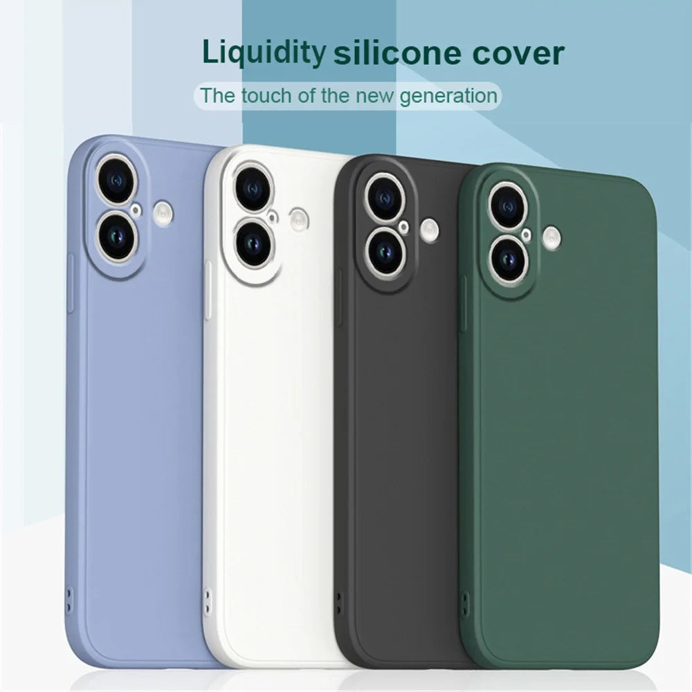 For iphone 17 16 15 14 13 Pro ProMax mini Air PLus Delicate Case Fall prevention Case Liquid Silicone Plain Rubber TPU Protector