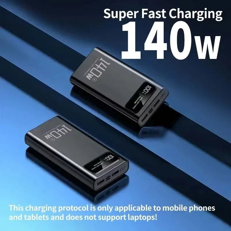 Lenovo 500000mAh 140W Power Bank Super Fast Charging High Capacity Digital Display Battery Pack Powerbank for iPhone Samsung