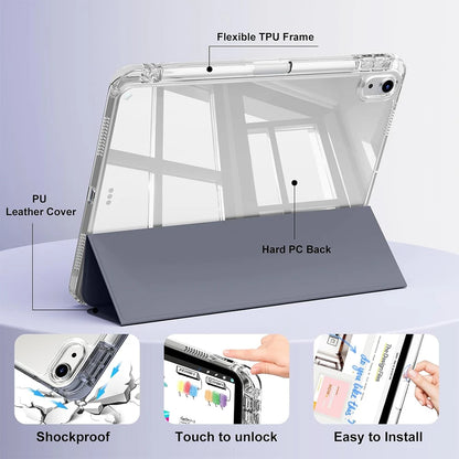Case for iPad (A16) 11th Gen, 10th Gen, 11-inch 2025, iPad 9th/8th/7th/6th/5th gen, iPad Air Crystal Clear Case with Pencil Slot