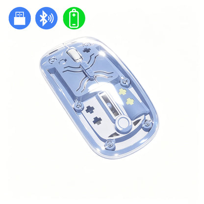 Transparent Bluetooth Wireless Mouse Dual Mode 2.4G Silent Mute Mouse Type-C Rechargeable 3 DPI Adjustable Office Mice for Game