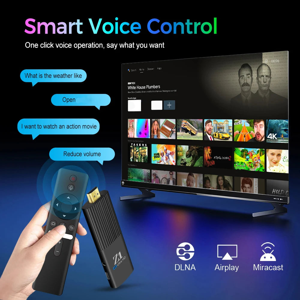 Android TV Stick Allwinner H313 Z1 Stick HD 4K 2.4G 5G Dual WiFi Quad Core BT5.0 HDR10 Android 15.0  iptv Media Player