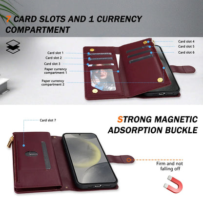 Crossbody Leather Case For Samsung Galaxy S26 S25 Edge S24 S23 Ultra S22 S21 FE Plus A17 A16 A36 A53 Zipper Card Wallet Cover