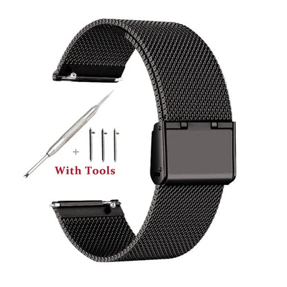 18mm 20mm 22mm 24mm Width Quick Release Full Stainless Steel Watchband Wristwatch Universal Flat Head Watch Strap Accessories