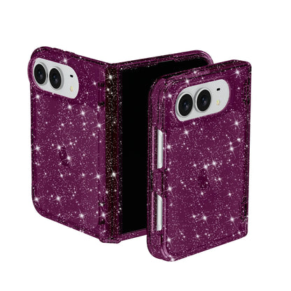 For IPhone Duo Fashion Transparent Glitter Acrylic Phone Case for IPhone Duo 18 Fold Shockproof Axis Protection Slim Fit Cover