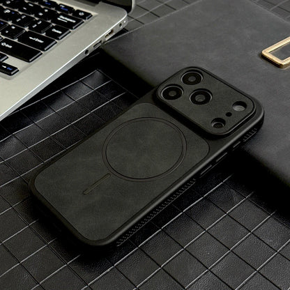 Luxury Faux Leather Case For iPhone 17 16 15 14 13 Pro Max 17Pro ProMax For Magsafe  Wireless Charge Heat Dissipation Full Cover