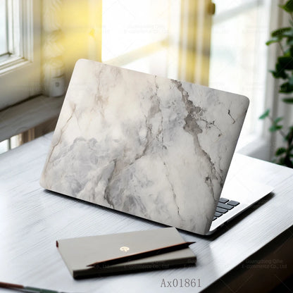 2 Pcs Light Grey Marble Laptop Skin Full Cover Decal for MacBook Laptops Waterproof PC Keyboard Skin Ornamental Decor