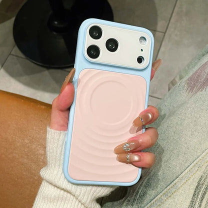 Q1 Color Blocking Color Liquid Silicone for MagSafe Case for Iphone 18 17 16 15 14 Pro Max Water Ripple Wireless Charging Cover