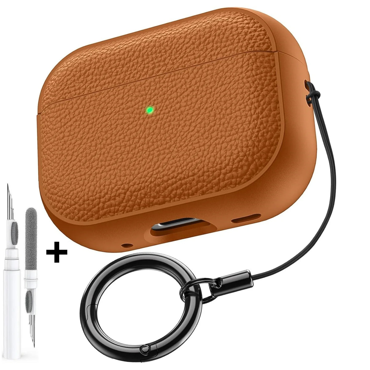 For AirPods 5/4/Pro 3 Leather Pattern TPU Earphone Accessories Full Protective Case with Keychain for AirPods 5/4/Pro 3/Pro 2