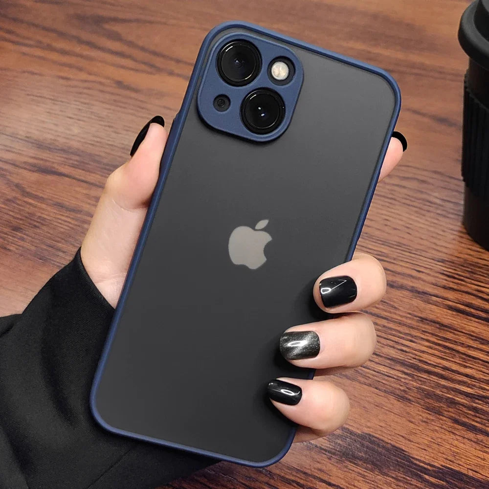 Luxury Shockproof Matte Hard PC Phone Case For iPhone 17 Air 16 16e 15 14 13 12 11 Pro Max Plus Mini Bumper Transparent Cover