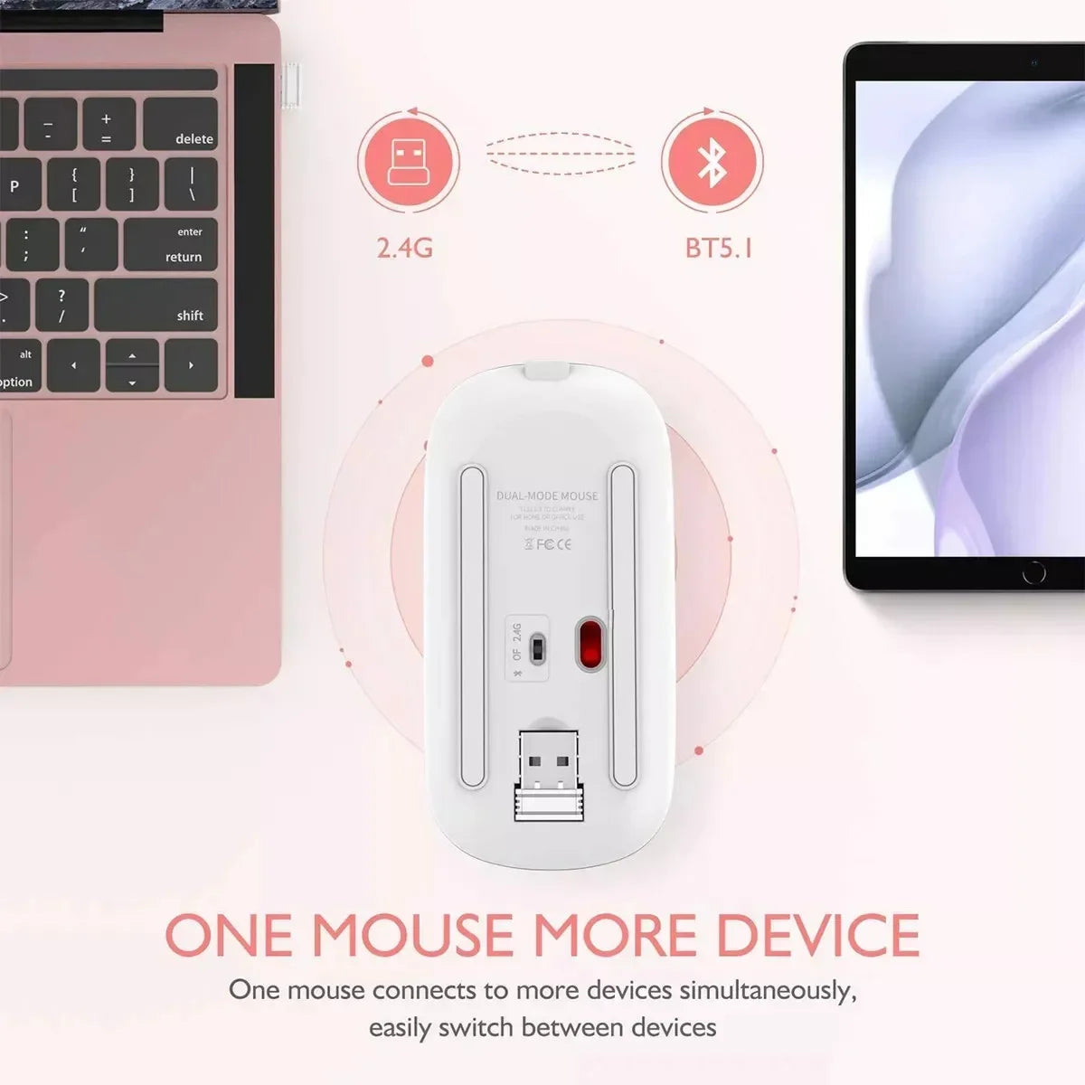 Rechargeable Bluetooth-compatible Wireless Mouse with 2.4G USB RGB Mouse for Computer Laptop Tablet PC Macbook Gaming Mouse Game