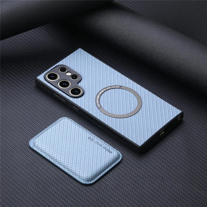 Carbon Fiber Style PU Leather for Magsafe Case for Samsung Galaxy S26 S24 S25 Ultra S22 Plus S21 S23 FE A57 A55 A56 Cover LM2