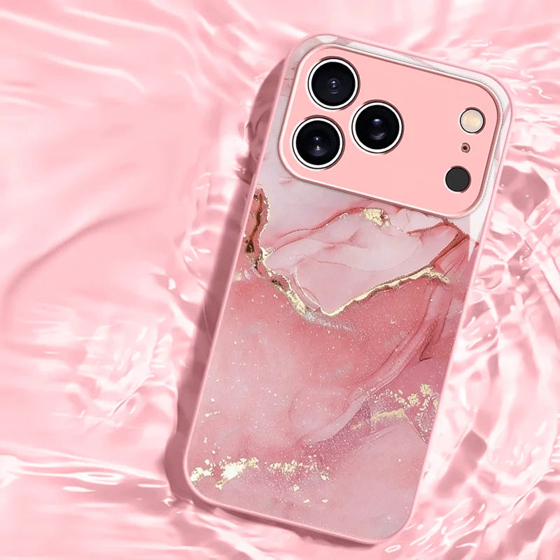 Texture pink Miss protective case Phone Case Metallic paint Glass PhoneCase for iPhone 17、16、15、14、13、12、11pm Pro PlusC