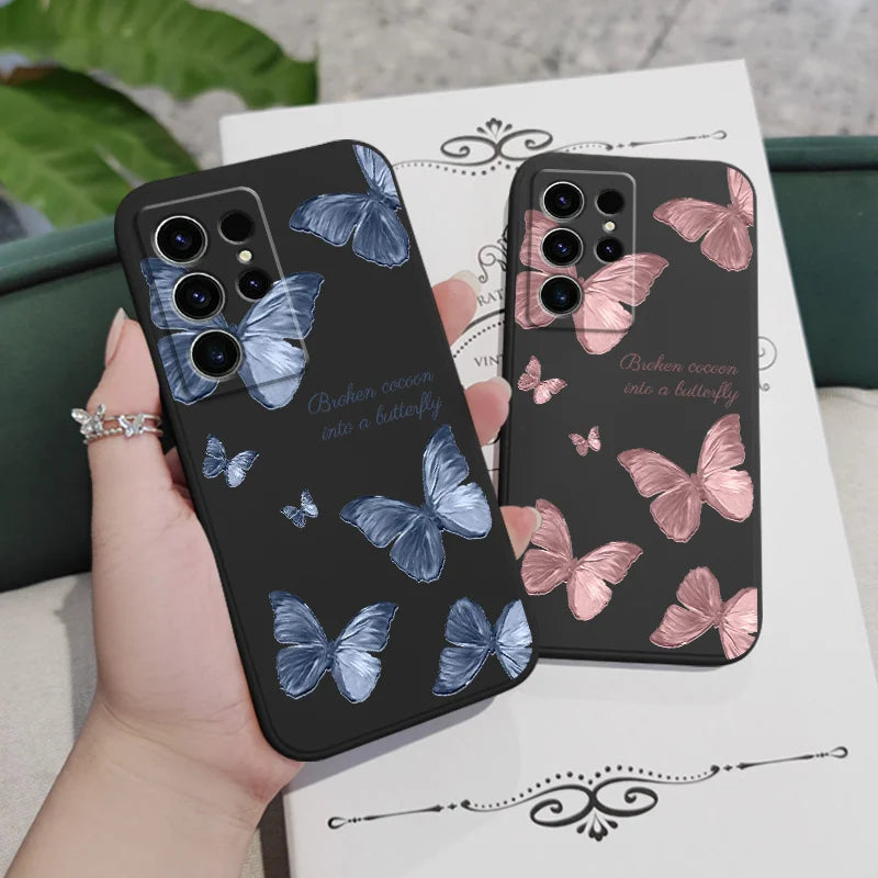 Little Butterfly Phone Case For Samsung Galaxy S24 S23 S22 S21 S20 S10 S10E S9 Ultra Plus FE Note 20 Ultra 10 9 Plus Cover