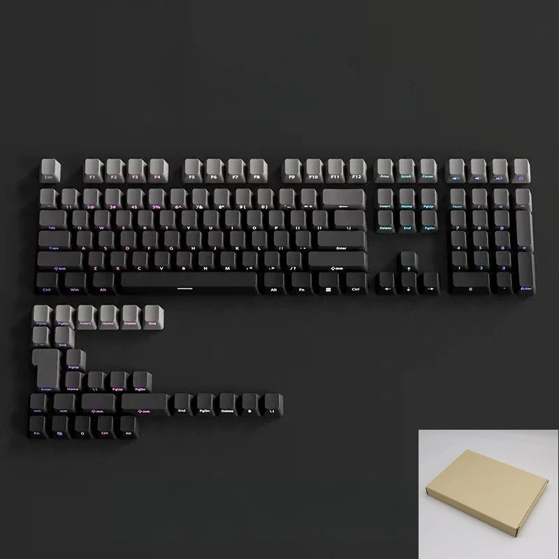 Gradient Gray Double Shot RGB Backlit Keycaps OEM Profile 135+ Keys Side Printed PBT Keycaps for Cherry MX Switches Keyboards