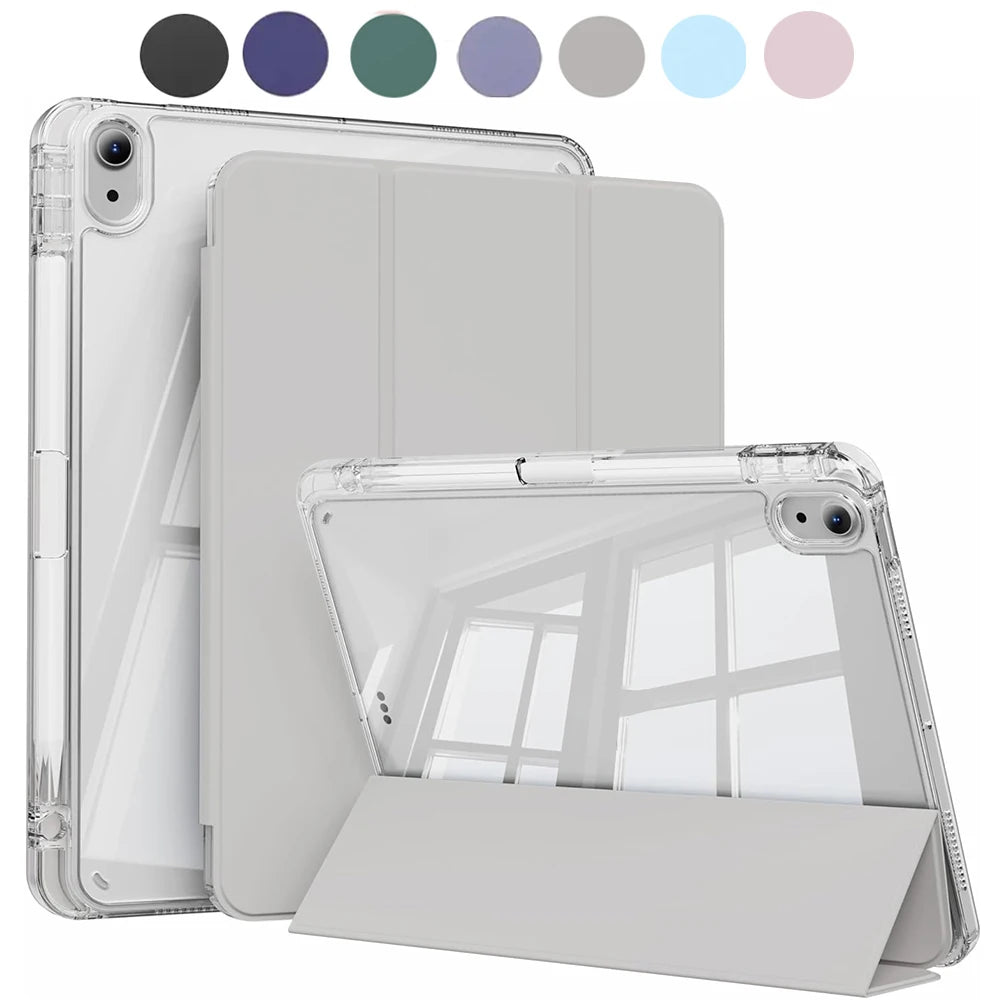 Crystal Clear Case For iPad 5 6 7 8 9 10 11 Air 11 13 inch /Mini 6th 7th gen /Pro 11 12.9 (3rd/4th/5th/6th gen) with pen holder