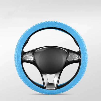 Universal Elastic Car Silicone Steering Wheel Cover Tire Texture Soft No Inner Ring Steering Wheel Automobiles Accessories