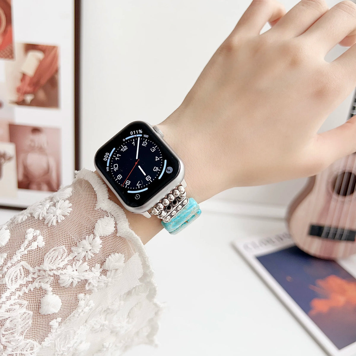 Elastic Force Stone Bracelet for Apple Watch Band for Women Series Ultra 10/9/8/7/6/ 40mm 41mm 42mm 44mm 45mm 46mm 49mm Strap