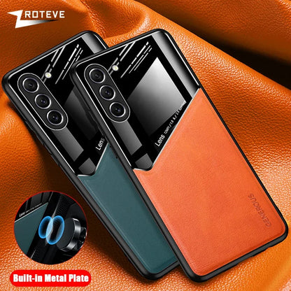 S23 Case Zroteve PU Leather Car Magnetic Hard PC Cover For Samsung Galaxy S24 Ultra S25 Edge S22 S21 FE S20 Plus Phone Cases