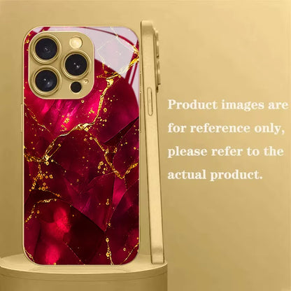 Crimson Crack Tempered Glass Phone Case For iPhone 17 Pro Max 16 15 14 Plus 11 12 13 Pro Max 16E 17Air Lens Protection Cover