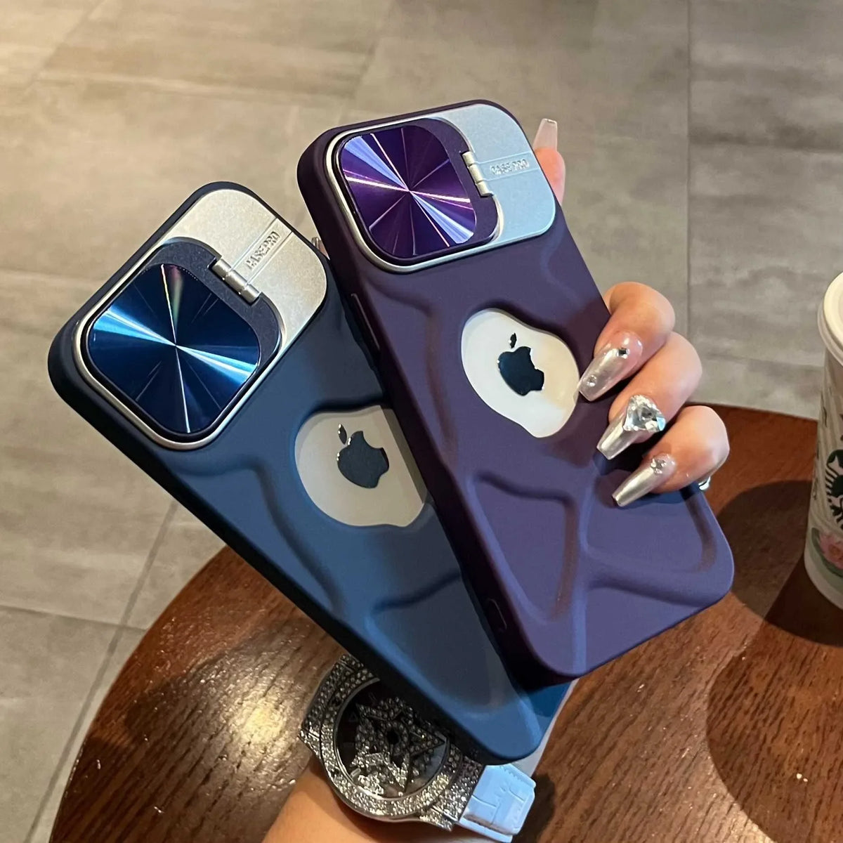Fashion Logo Hole Magnetic Case for iPhone 17Air 12 13 14 15 16 17 Pro Max Plus Lens Protection Stand For Magsafe Silicone Cover