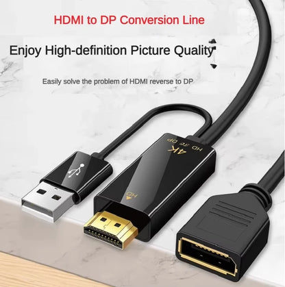 4K@60Hz 2K@120Hz HDMI-Compatible to DisplayPort Cable HDMI-Compatible Source To DP Display Monitor Cable for PC Laptop PS5 Xbox