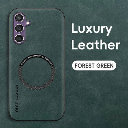 Luxury Leather For Magsafe Magnetic Wireless Charging Phone Case For Samsung Galaxy S26 S25 S24 S23 S22 Ultra Plus Back Cover