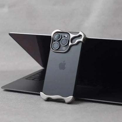 Irregular Metal Bumper Phone Case For IPhone 18 17 16 15 14 13 12 Pro Max Plus Lens Film Protect Bare Aluminum Shockproof Cover
