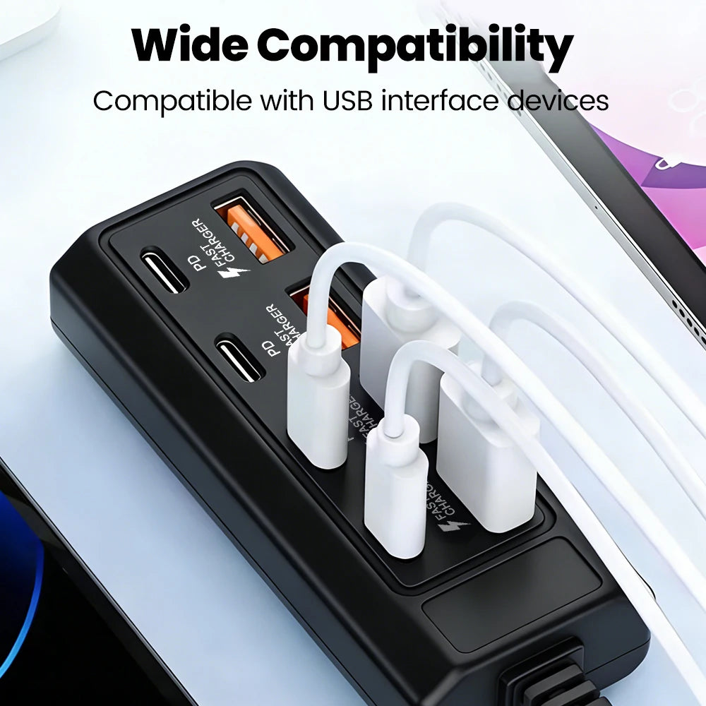 8 in 1 HUB USB 4USB +4Type-C Extender Cable Docking Station Desktop Computer Laptop External USB Interface Extender