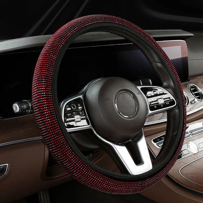 Bling Bling Diamond Rhinestones Crystal Car Steering Wheel Cover PU Leather Auto Accessories Case Car Styling