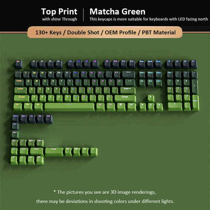 Green Grape Top-lit RGB Backlit Keycaps Double Shot PBT Keycaps 130 Key Cherry Profile for MX Switches Mechanical Gamer Keyboard